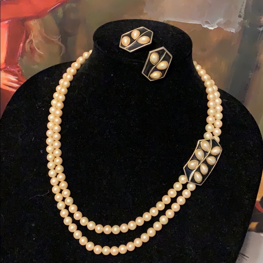 Trafari Doublestrand Vintage Necklace&Earrings OBO